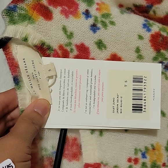 Sezane Juno Wool and Kid Mohair Secret Garden Floral Print Cardigan - Picture 8 of 11